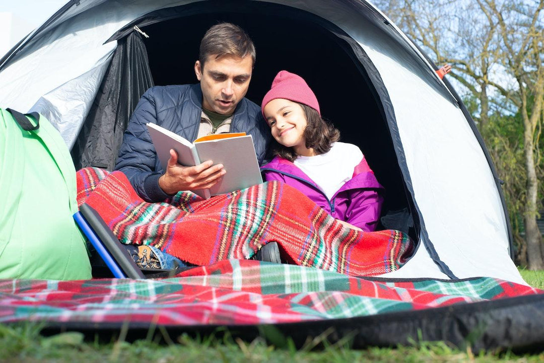 father and daughter camping